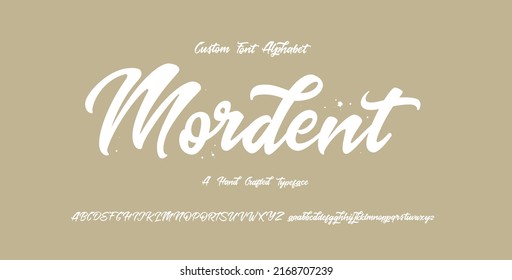 Custom Font Alphabet. Hand Crafted Vector Alphabet. Lettering and Typography for Designs: Logo, Poster, Packaging, Invitation, etc. The modern cursive font in minimal and simple style.