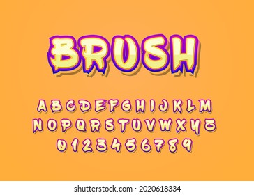 Custom font effect with graffiti style, set of alphabet and number