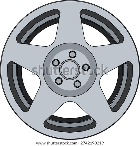 Custom forged rim vector artwork with detailed spoke pattern and metallic depth effect. Fully scalable design suitable for car modification concepts and motorsport graphics.