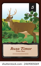 Custom game card with indonesian Deer endemic animals illustration