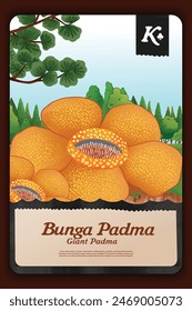 Custom game card with indonesian Giant Padma endemic plants illustration