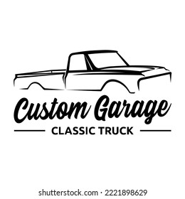 Custom garage classic truck logo vector 1