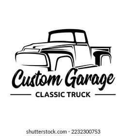 Custom garage classic truck logo vector 3