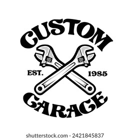 Custom garage emblem logo vector isolated. Best for mechanic and garage related industry