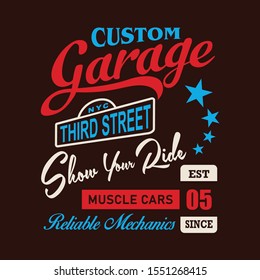 custom garage graphic element typography design t shirt print