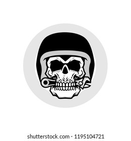 Custom Garage Logo Skull bite the wrench