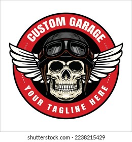 custom garage racing bike logo vintage illustration vector design