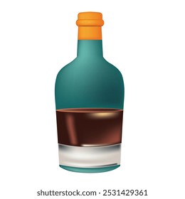 Custom glass bottle with coffee liqueur. Vector illustration.