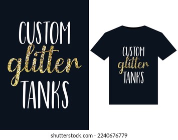 Custom Glitter Tanks illustrations for print-ready T-Shirts design