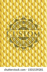 Custom gold emblem. Scales pattern. Vector Illustration. Detailed.