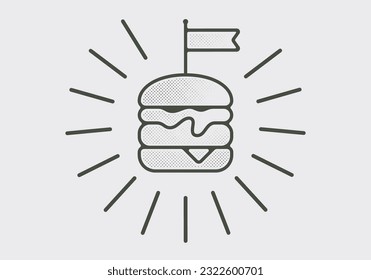 Custom graphic burger melted cheese with splash and flag