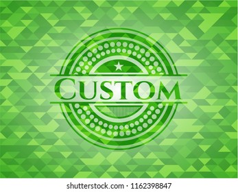 Custom green emblem with triangle mosaic background