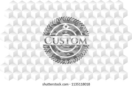 Custom grey emblem with cube white background