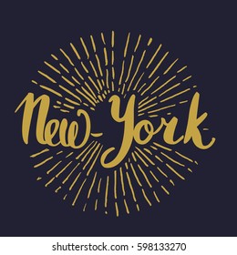 The custom hand lettering. Creative typography. Hand drawn greeting card with text New York .