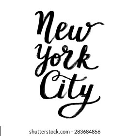 The custom hand lettering poster for your design. Creative typography. Hand drawn greeting card with text New York City. Tourism and travel.