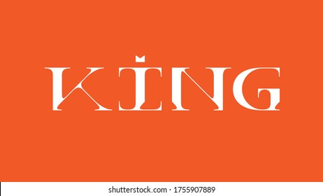 Custom handmade King Logo Serif Font with elegant, minimal design and crown icon