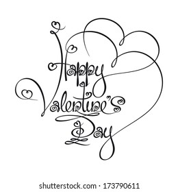 Custom Handwriting Calligraphic typography of "Happy Valentines's Day". The line art follows on double-weight font design rules. 