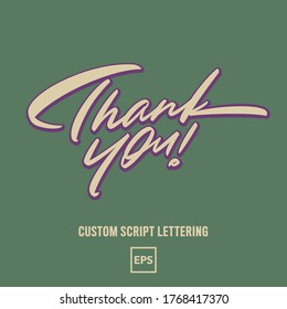 “Thank you!” custom hand-written script lettering with editable colors. Perfect for printing on cards, t-shirts etc.