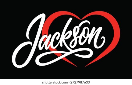 Logotipos de nombre de Jackson en forma de corazón personalizado, tipografía colorida