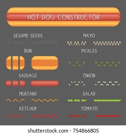 Custom hot dog constructor seamless decoration brushes with ending tips. Drag the element to brush pannel to create a pattern brush