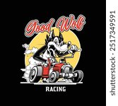 custom hot rod racing wolf illustration