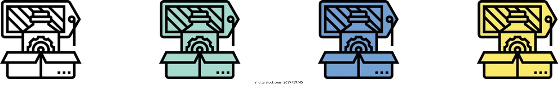 custom icon. Outline, Green, Blue and Yellow Style Design Isolated On White Background