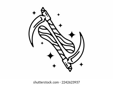 Custom illustration tattoo art design of sickle