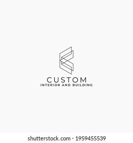 custom interior and home logo design : real estate logo concept, letter c geometric logo concept design with modern, simple and unique styles.