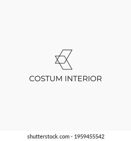 custom interior logo design : simple interior logo concept with geometric, minimalist and modern styles isolated on white background