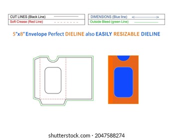Cuadrícula de pantalla de invitación personalizada plantilla de línea de 5x8 pulgadas y sobre 3D editable fácilmente redimensionable