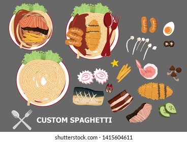 custom japan food assets curry rice ramen omelette spaghetti