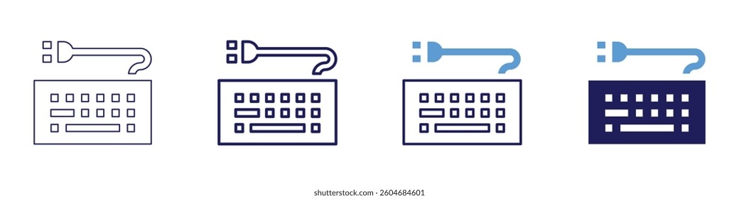 Custom keyboard icon in 4 different styles. Thin Line, Line, Bold Line, Duotone. Duotone style. Editable stroke.