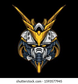 custom killer robot head illustration for commercial use