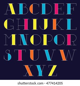 Custom latin poster font. Bold contrast serif uppercase.