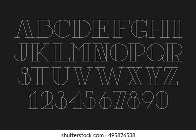 Custom latin poster font. Bold contrast serif thin uppercase.