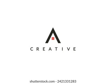 custom A LATTER Font homes logo design concept with simple,