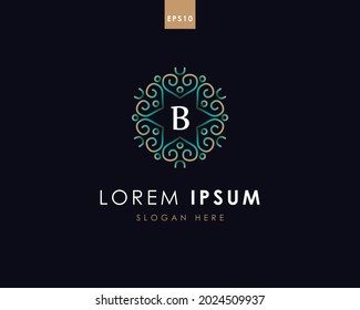 CARTA PERSONALIZADA B MONOGRAMA Y FLORAL