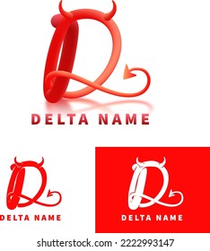 custom letter D. 3d devil form initial logo vector illustration