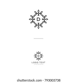custom letter (D) with style monogram and nature 