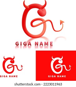 custom letter G. 3d devil form initial logo vector illustration