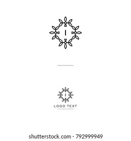 custom letter (I) with style monogram and nature 