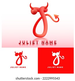 custom letter J. 3d devil form initial logo vector illustration