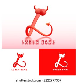 custom letter L. devil initial text logo vector illustration