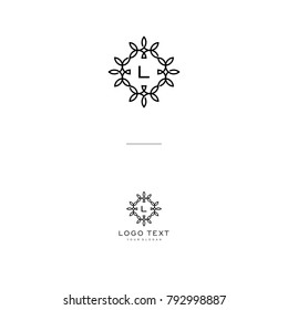 custom letter (L) with style monogram and nature 