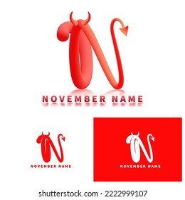custom letter N. devil initial text logo vector illustration