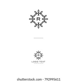 custom letter (r) with style monogram and nature 