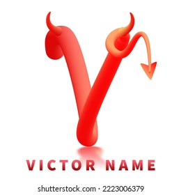 custom letter V. devil initial text logo vector illustration