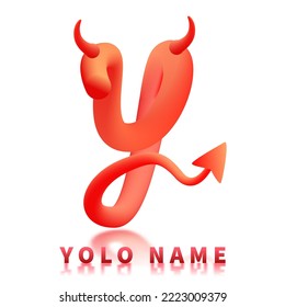 custom letter Y. devil initial text logo vector illustration