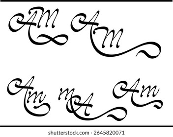 Custom AM Lettering Logo | Overlapped A and M Emblem for Brands, Personalized A and M Lettering and Calligraphy