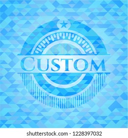 Custom light blue emblem. Mosaic background